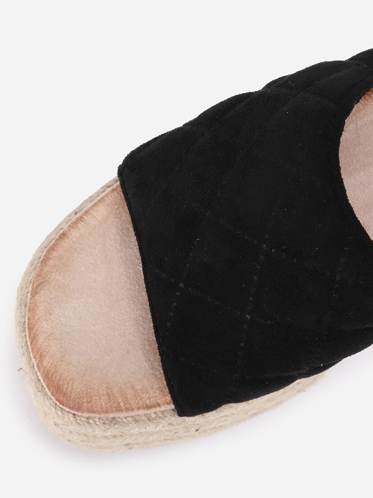 Mules compensées matelassées- Noir