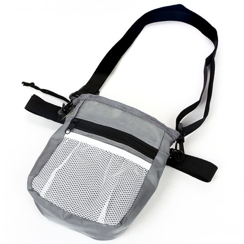Hunde Training Futterbeutel Leckerli Tasche inkl. Kotbeutel Spender   Schultergurt - Grau