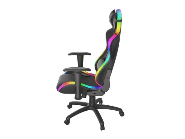 Genesis Trit 500 RGB - Stol - ergonomisk - lænestol - armstøtter - T-formet - vippe - drejeled - tekstil, PU syntetisk læder - sort