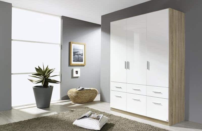 Kleiderschrank - Sonoma Eiche-weiß - 136 cm