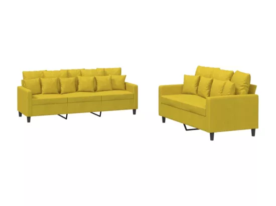 Ensemble de canapés 2 pièces avec coussins Jaune Velours