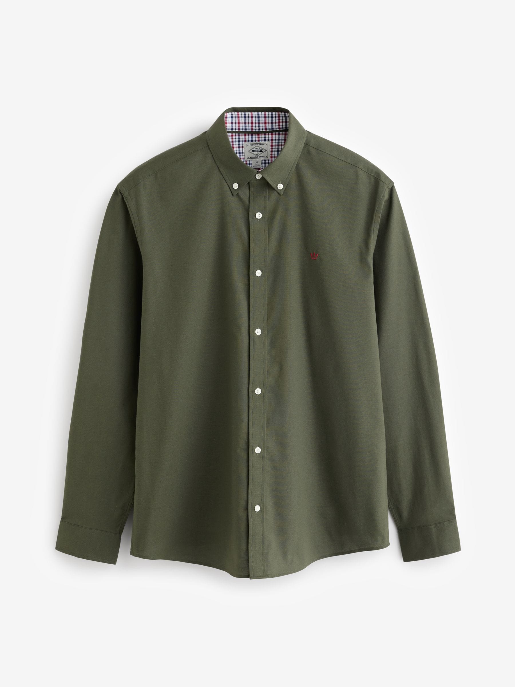 Kakigroen - Oxford-stretchoverhemd met lange mouwen