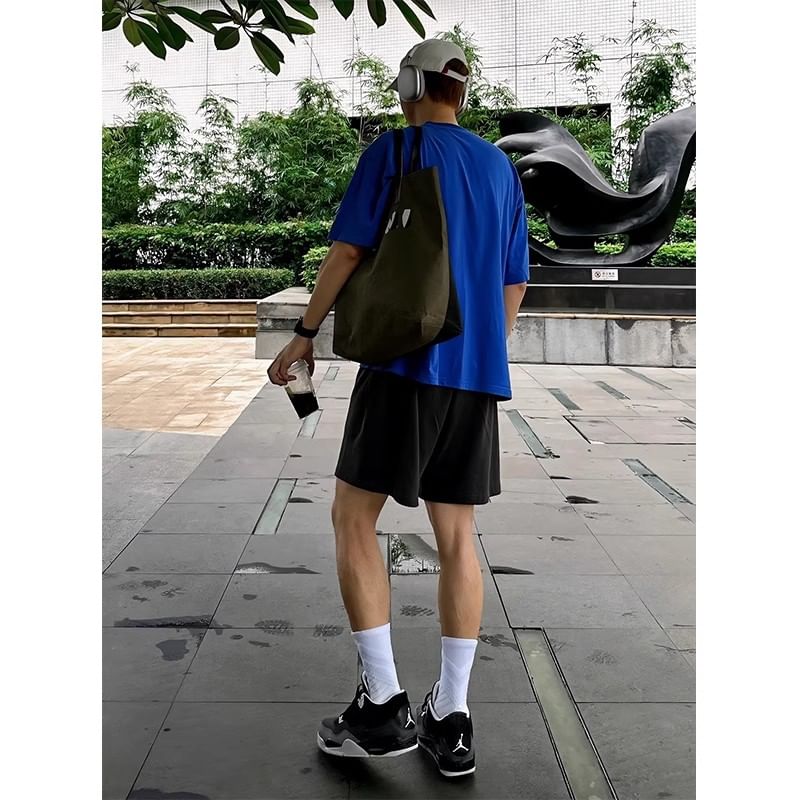 Posive - Effen shorts met trekkoord in de taille