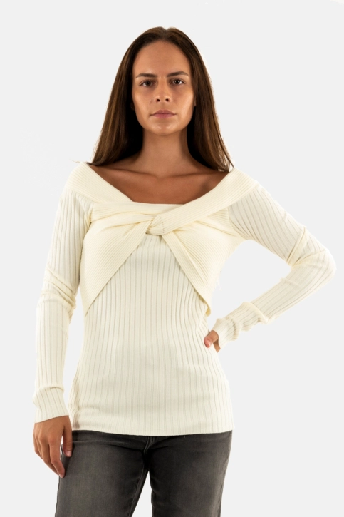 Pull hiver guess jeans milana g012 cream white