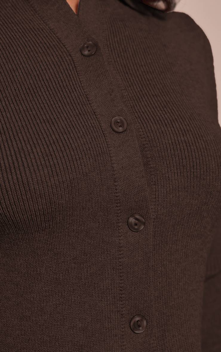 Chocolat Cardigan Boutonné En Maille Petite