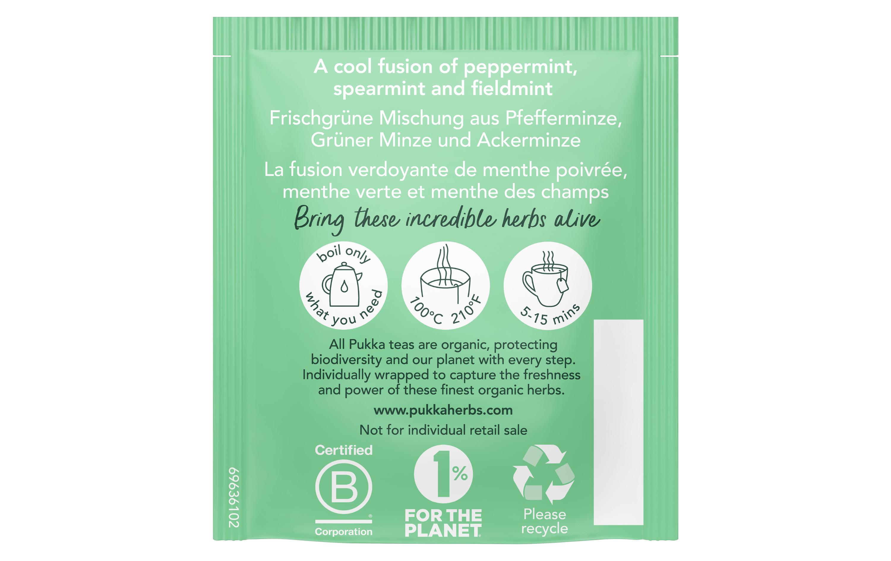 Teebeutel Bio-Tee Drei Minze 20 StückKühl-erfrischender Bio-Tee