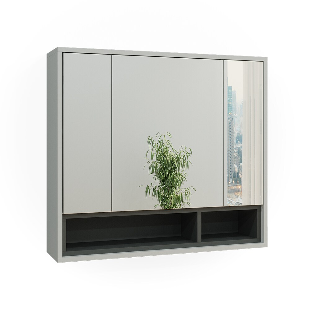 Vicco Spiegelschrank Badschrank Badezimmermöbel Beatrice Grau Anthrazit modern 80x72 cm Badspiegel Badezimmer Schrank Badmöbel Schranktür Schrankfach