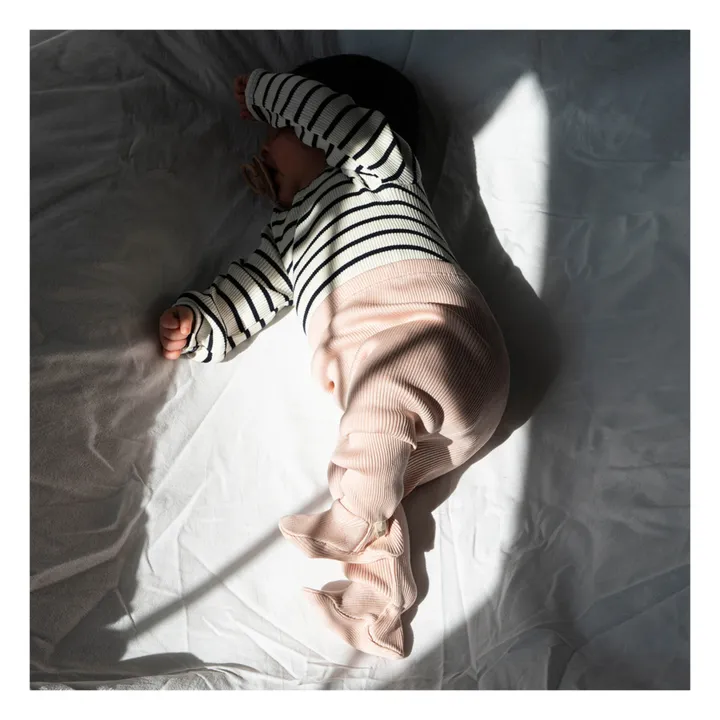 Minimalisma Collant Côtelé Coton et Soie Bamse | Rose pâle