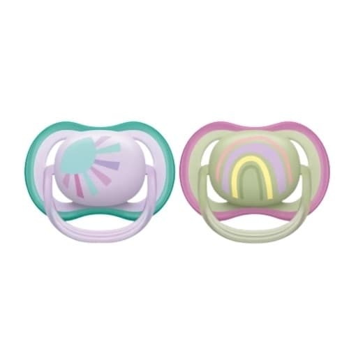 Philips Avent SCF085/59 Ultra Air-sutter 0-6 måneder, 2 stk, regnbuefarvet