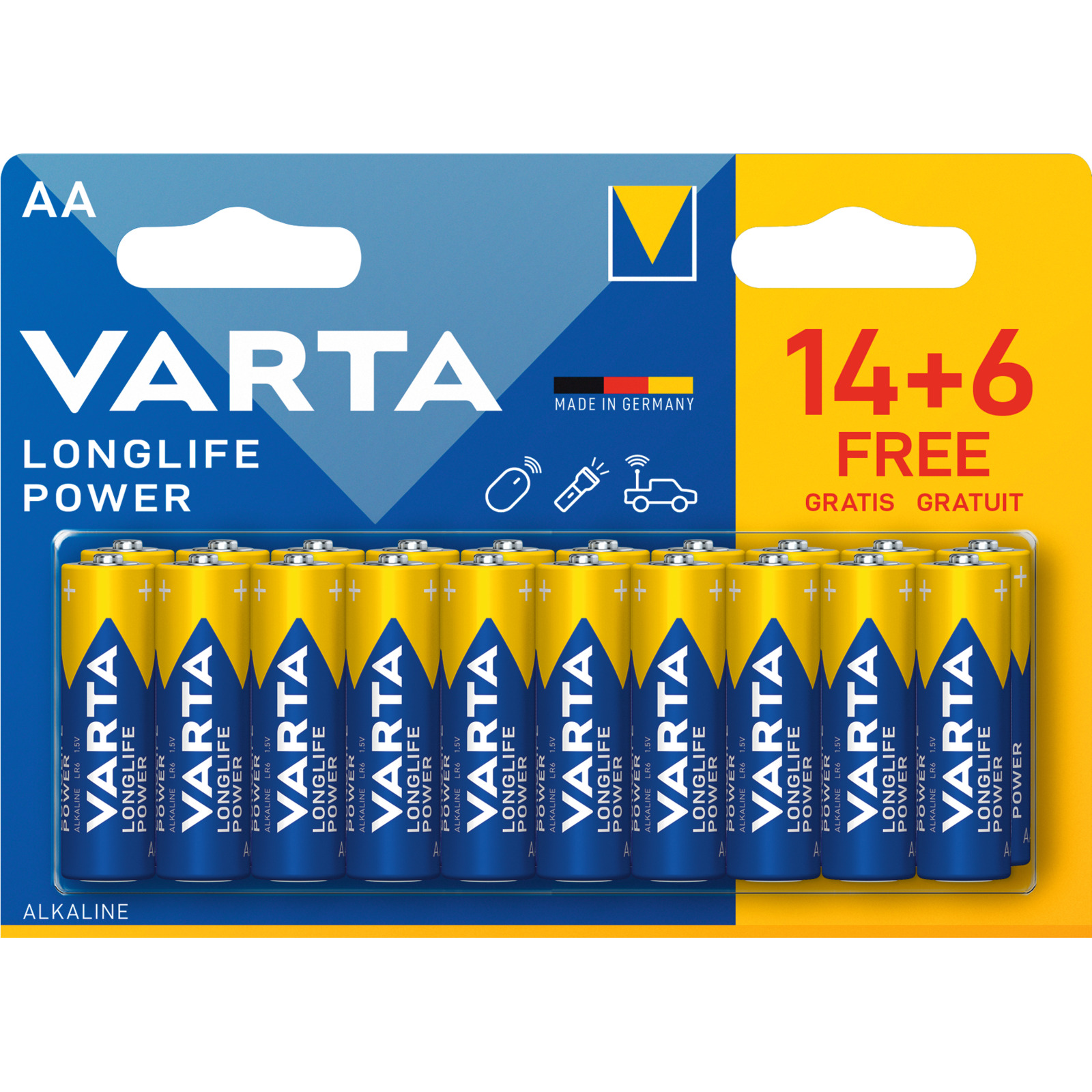 Varta Batt. Longlife Power AA 14+6St