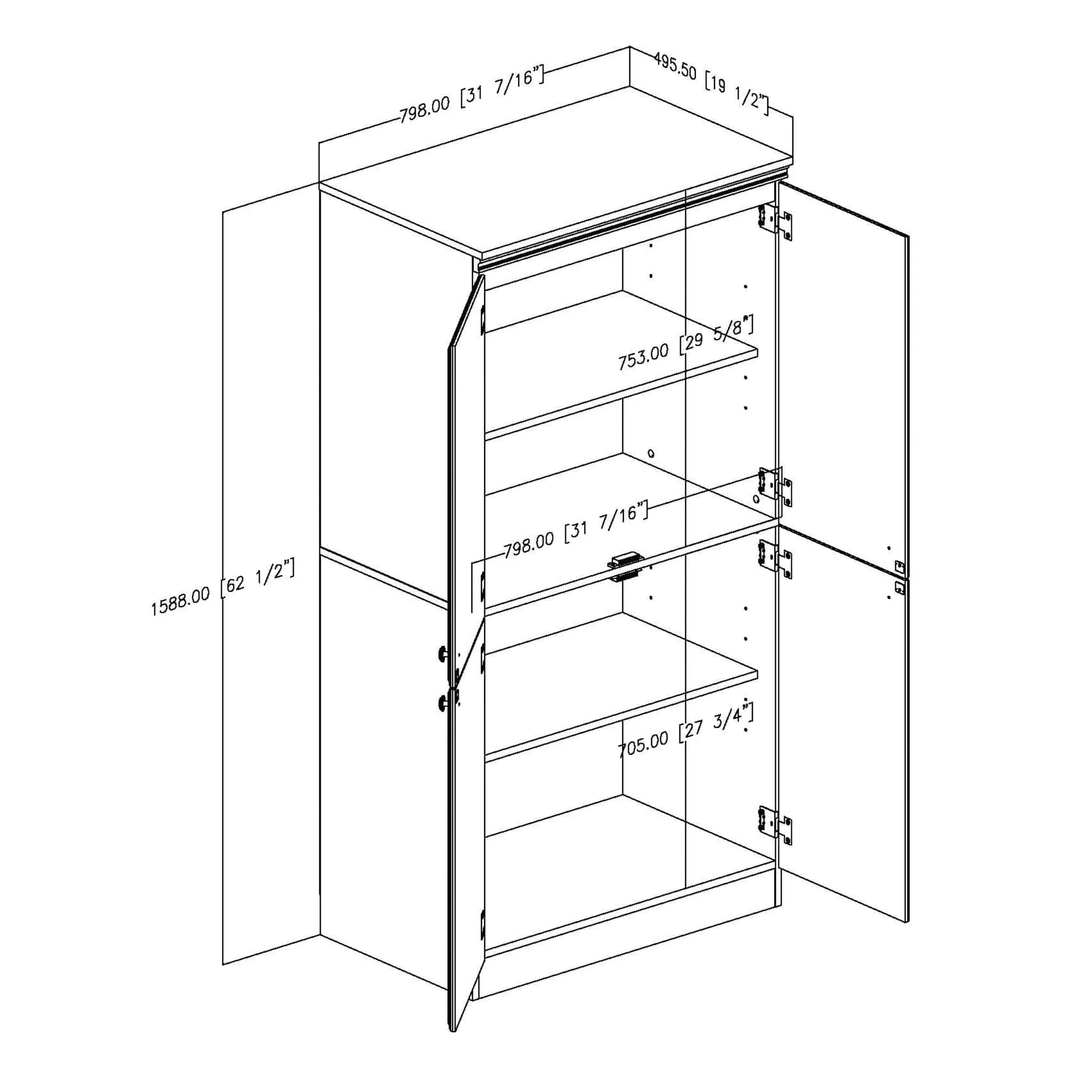 South Shore Armoire de Rangement 4 Portes - Morgan Cerisier royal
