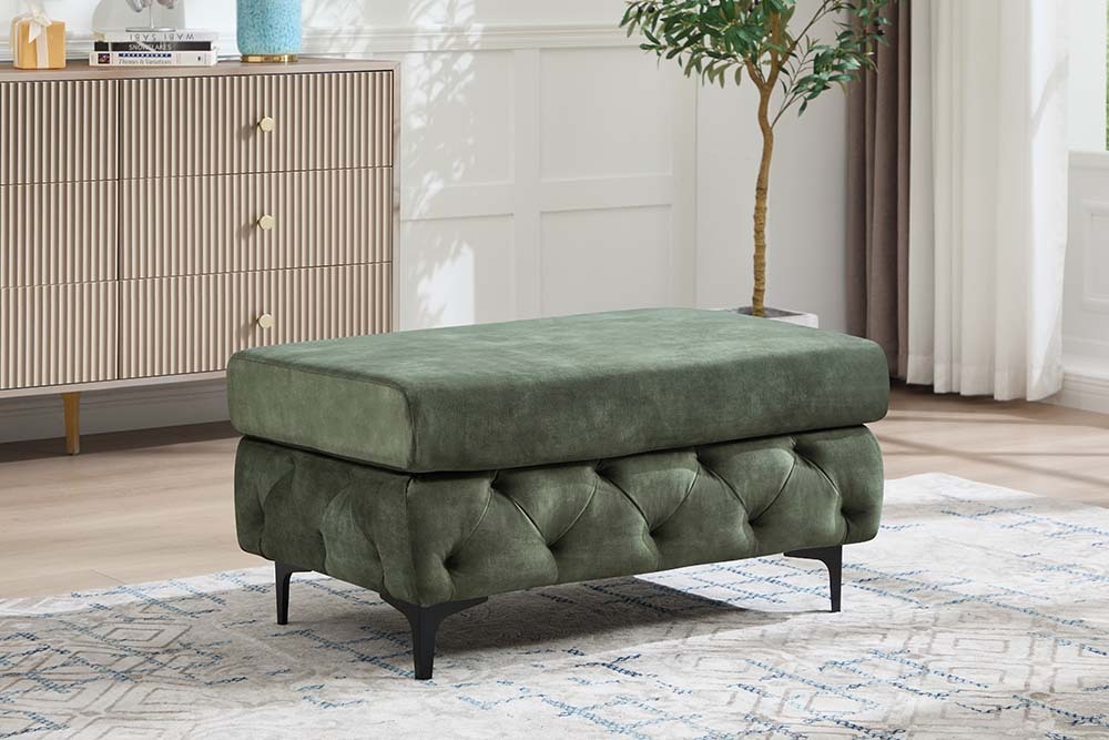 Chesterfield Sitzhocker MODERN BAROCK 95cm grün Samt Fußhocker