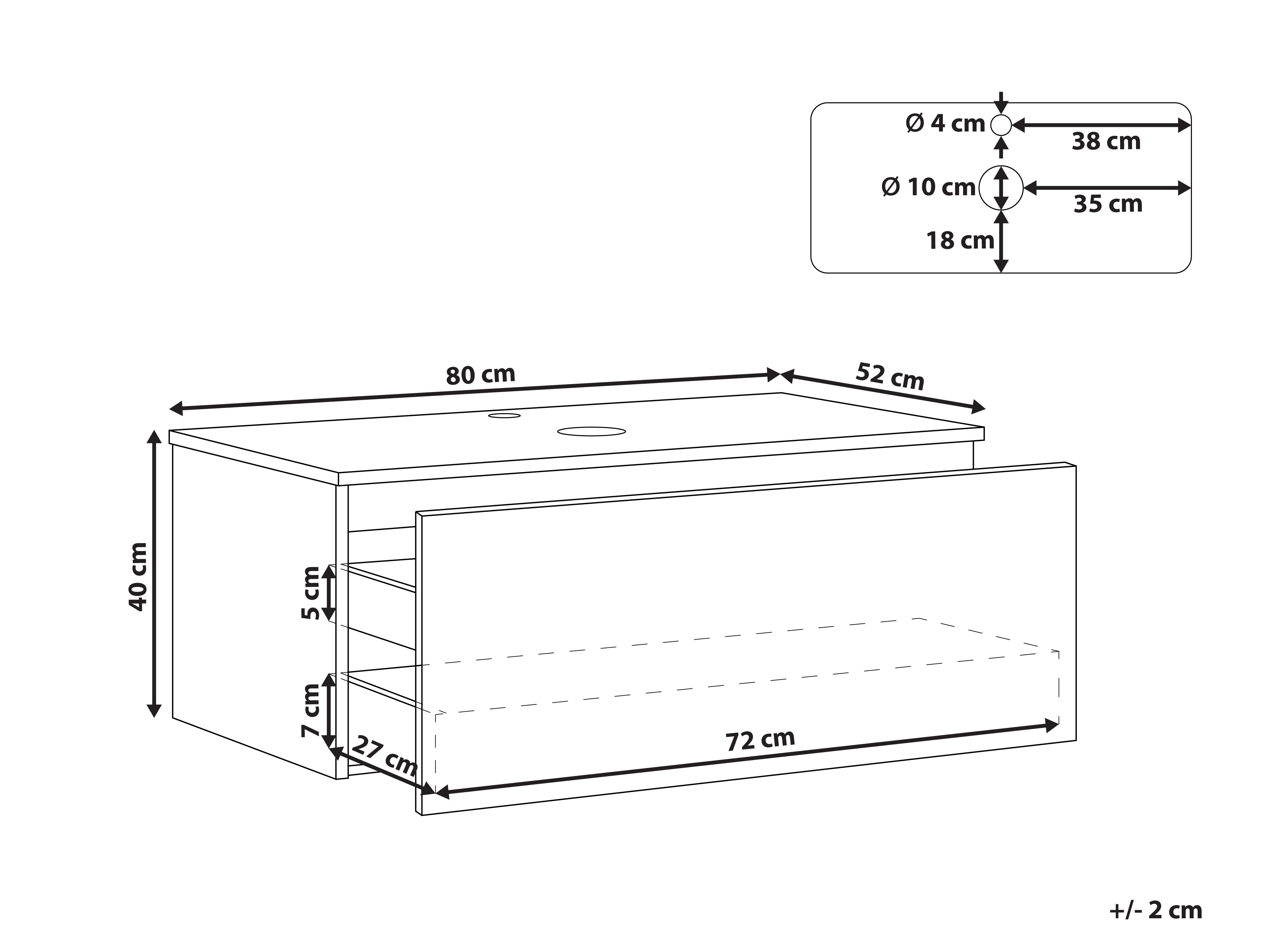 Wandgemonteerde wastafelkast ALZIRA 80 cm Wit