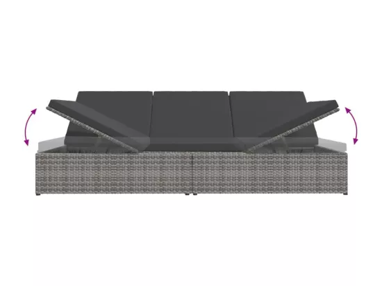 Transat convertible avec coussin Résine tressée Gris foncé