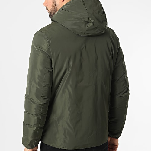 Veste Réversible Zippée Capuche Arthur Vert Kaki Noir