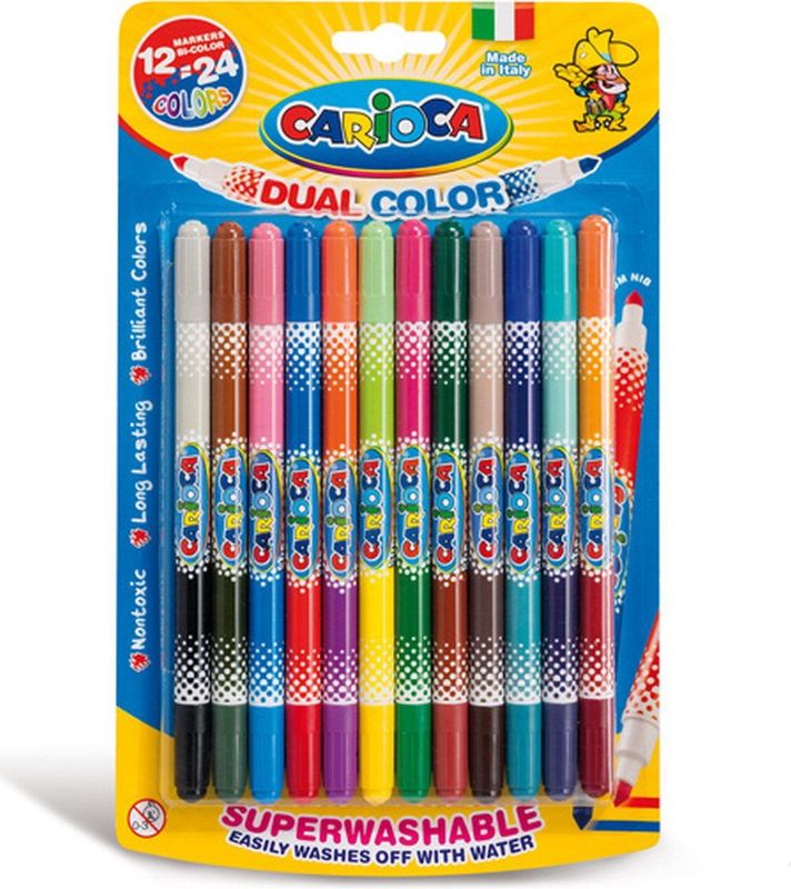 Carioca - BiColor Viltstiften - 12 Stiften = 24 Kleuren