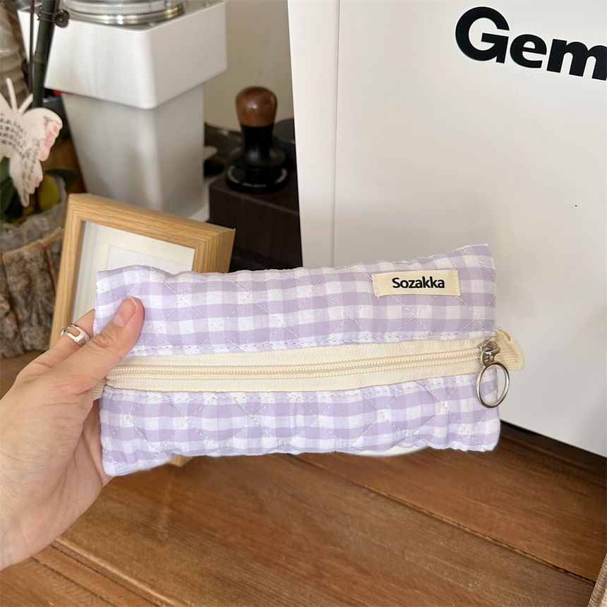 Bitabis - Letterapplicatie geruite stoffen etui