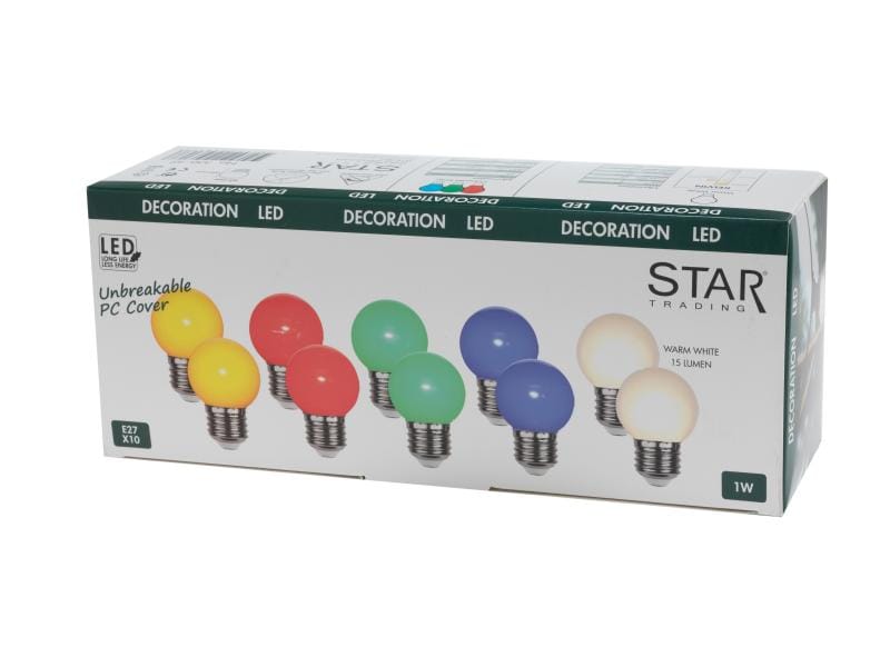 Star Trading Lampe E27, mehrfarbig Mehrfarbig, 10 Stück Ersatzleuchtmittel 10er Set