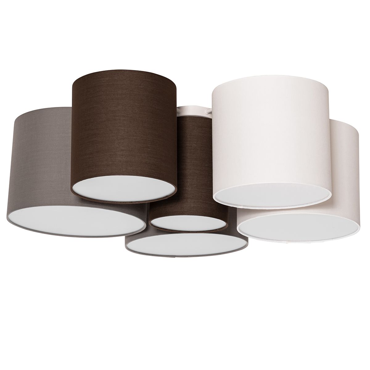 Plafondlamp wit grijs en bruin 6-lichts - Multidrum