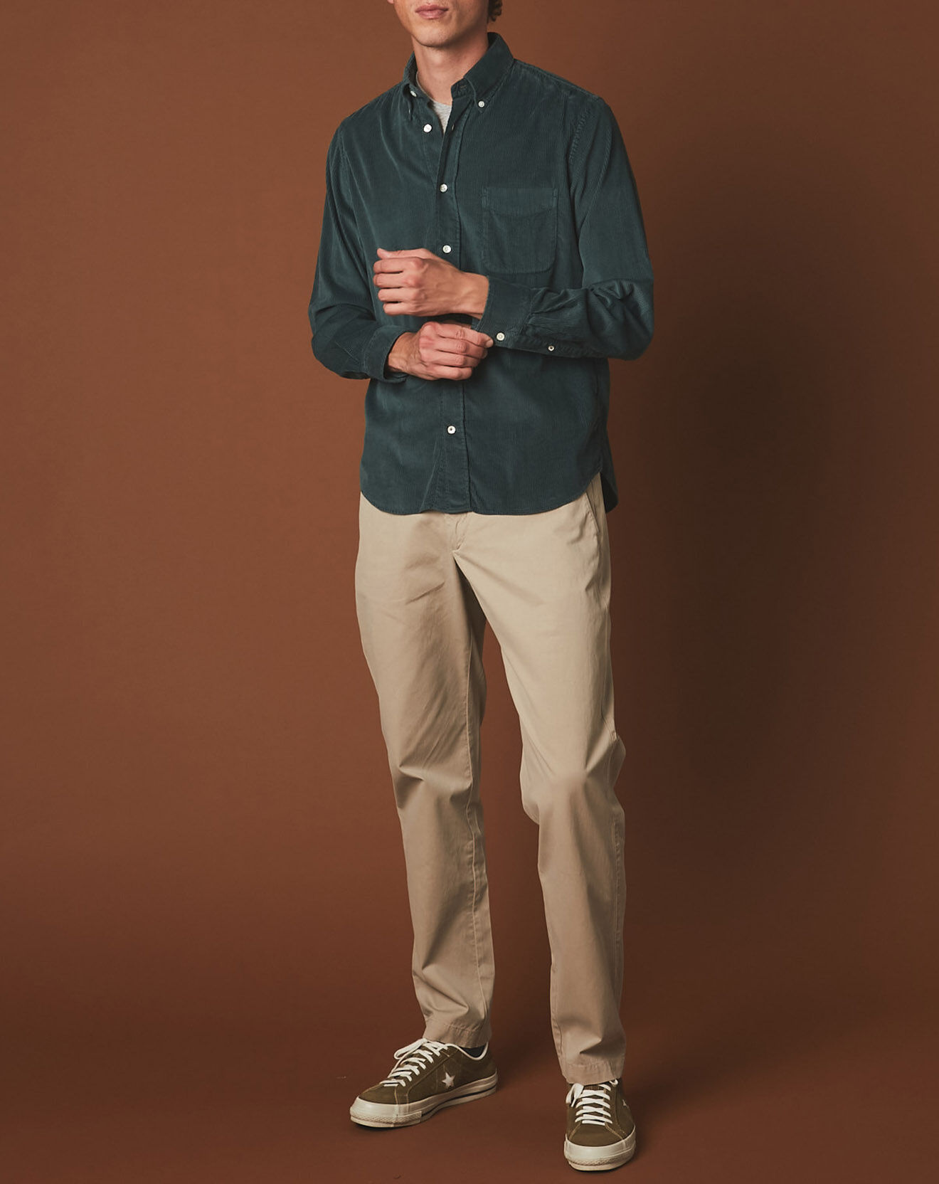Hartford Chemise en Velours côtelé regular Pitt Pat thymes