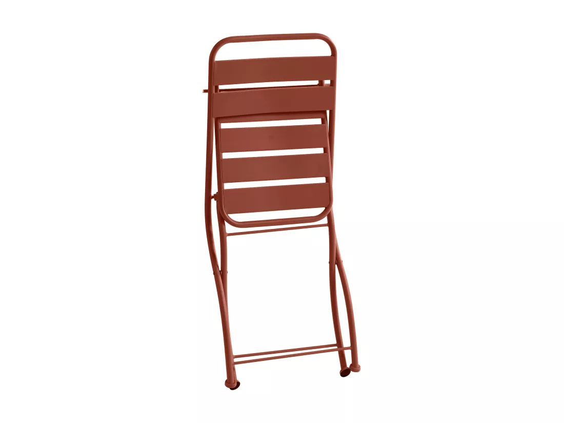 Salle à manger de jardin pliante en métal - une table L.60 cm et 2 chaises pliantes - Terracotta - MIRMANDE de MYLIA