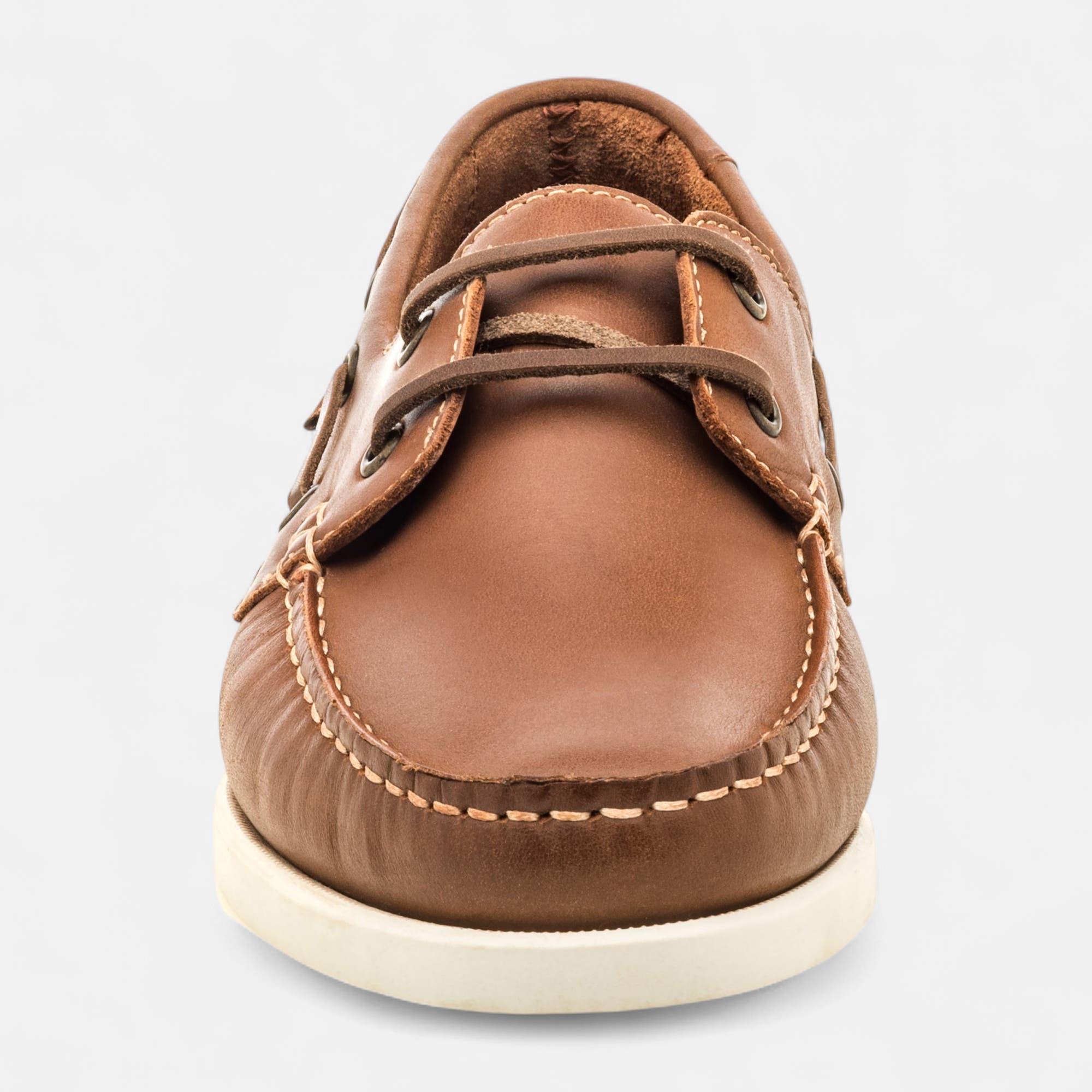 Chaussures bateau Homme en cuir cognac