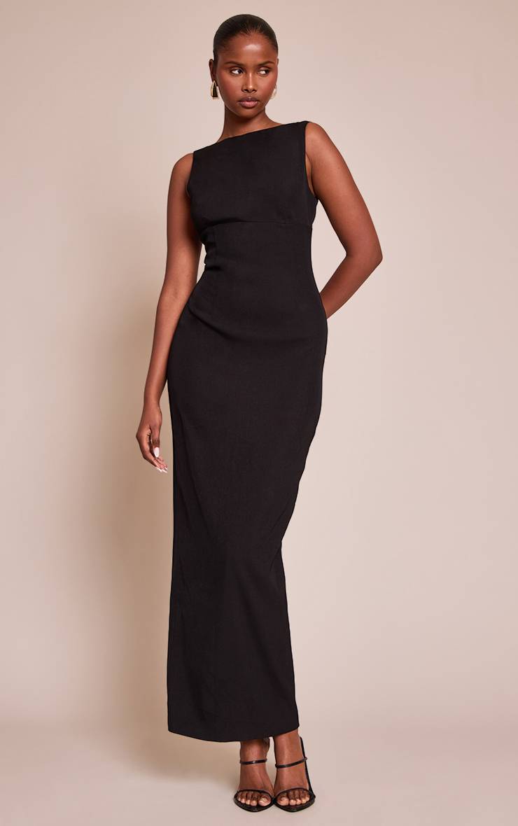 Noir Robe Longue Dos Échancré Premium
