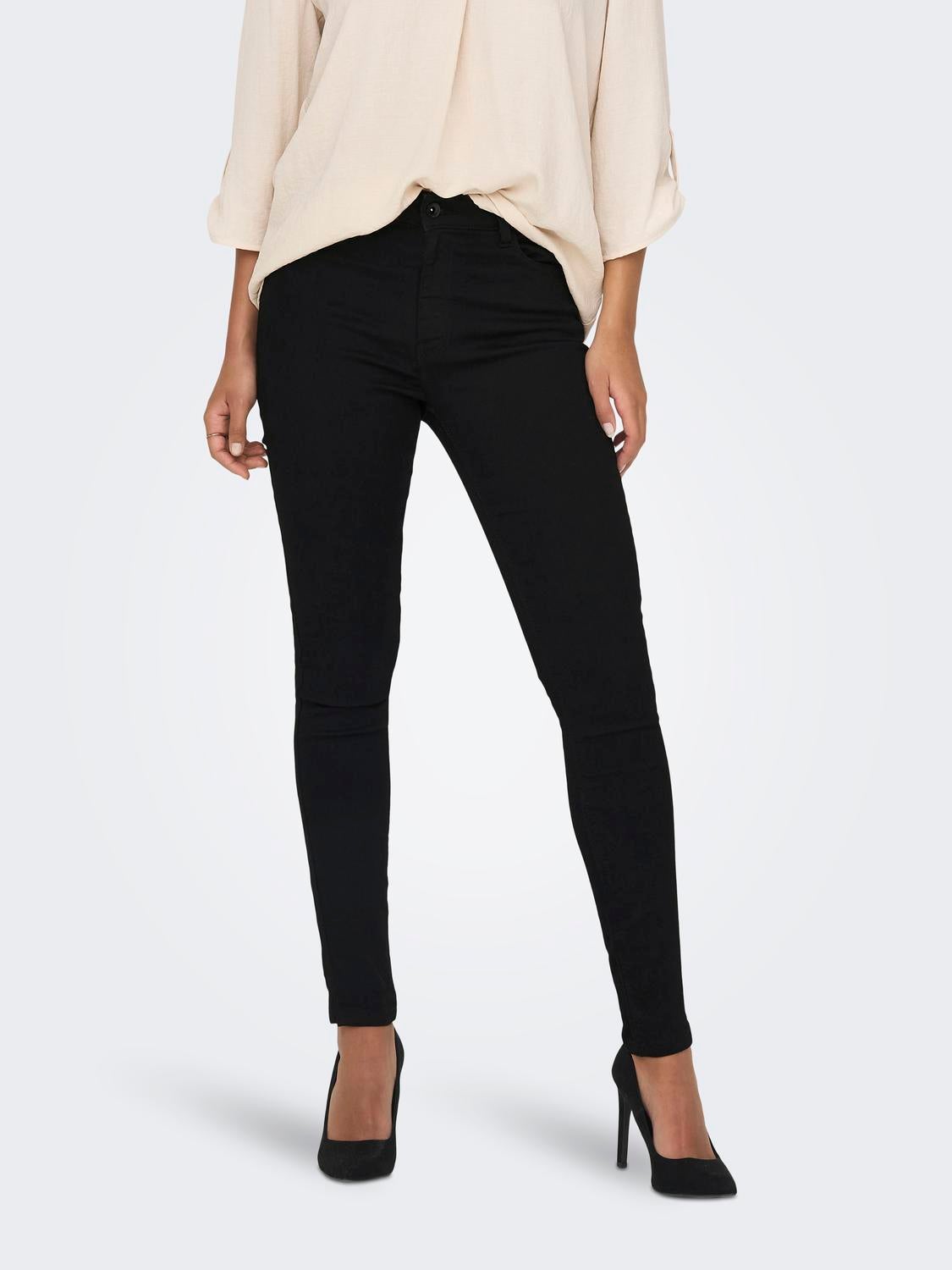 JDYMOLLY Hohe Taille Skinny Fit Jeans Black Denim