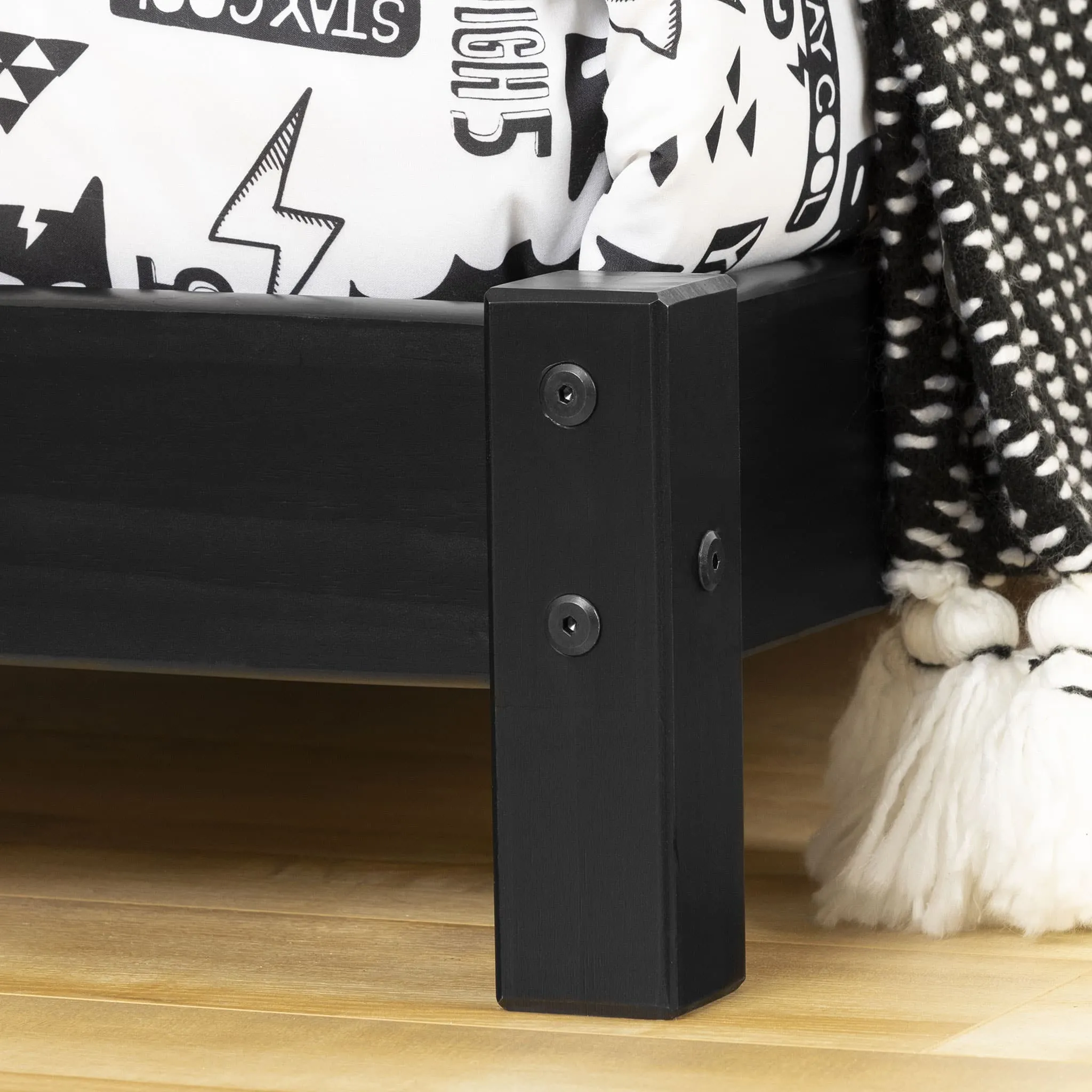 South Shore Lit avec Tête de Lit Maison Sweedi - Noir Mat