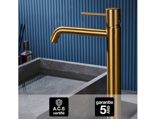 IMEX PRODUCTS - Robinet mitigeur de lavabo haut monza or brossé (pvd), corps...