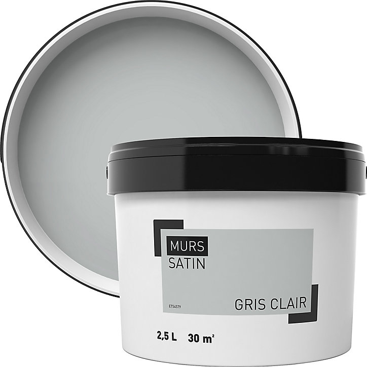 Peinture murale gris clair satin 2,5L