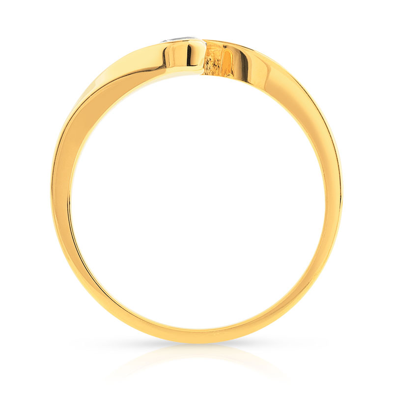 Bague solitaire or 750 jaune diamant 20/100e de ca