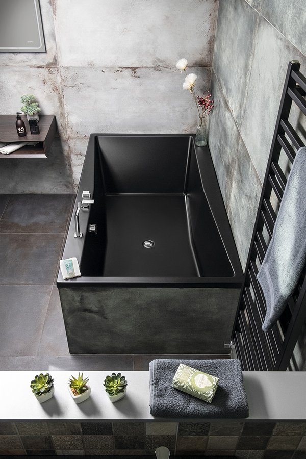 Polysan Quest ligbad 180x100x49cm zwart mat