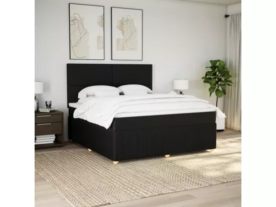 Sommier à lattes de lit avec matelas Noir 180x200 cm Tissu