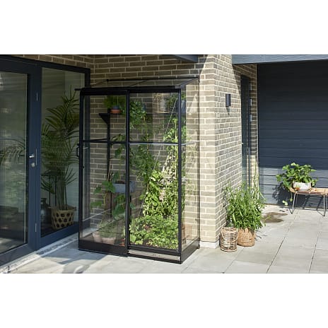 Halls Qube Lean-to 24 vægdrivhus - sort