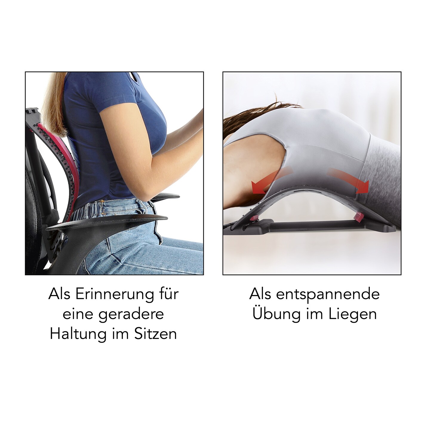 MAXXMEE Rückenbrücke schwarz/rot mit Akupressur-Noppen & Magneten