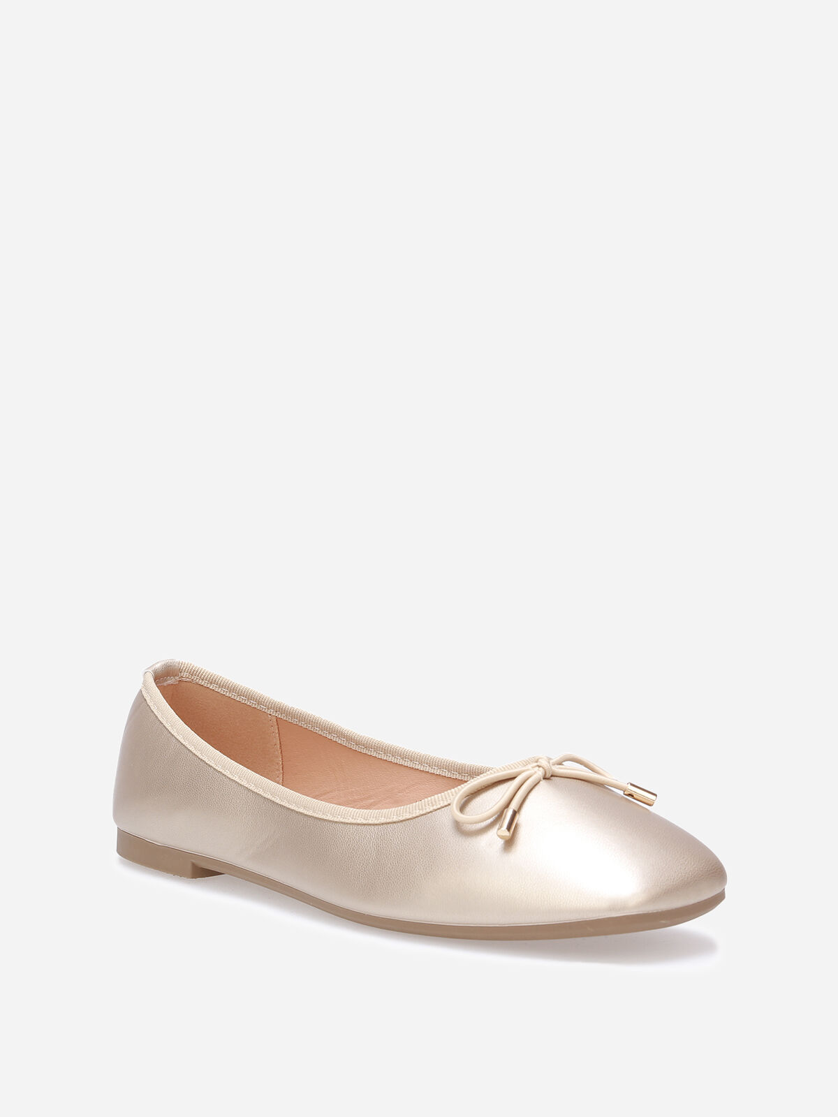 Ballerines à bout carré et nœud- Doré