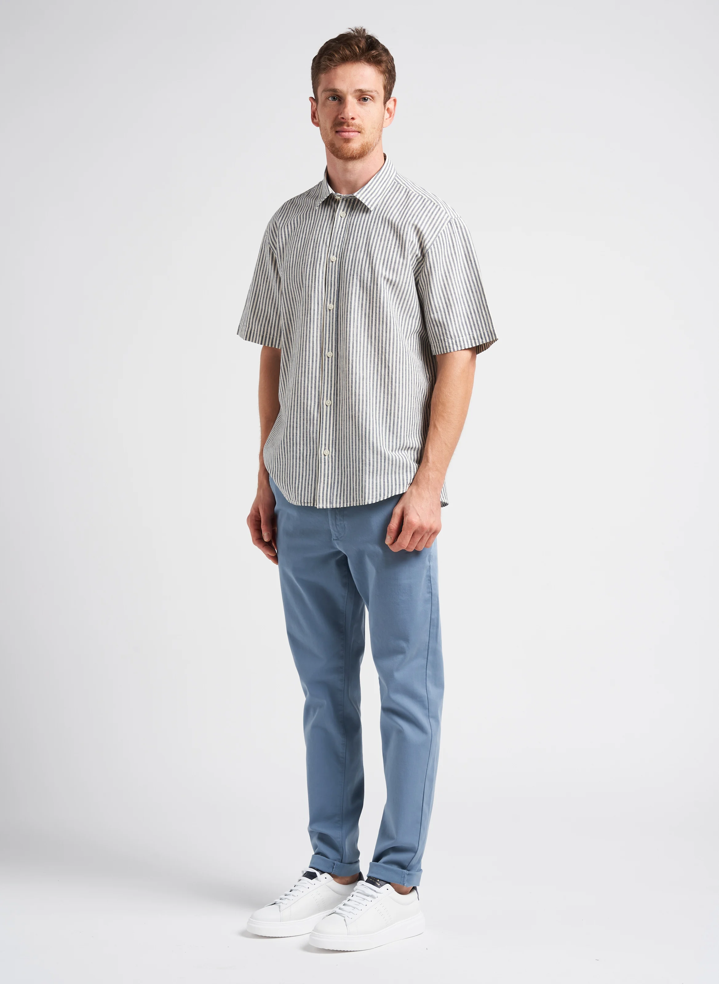 LAVIS - Pantalon droit en coton bio mélangé | Bleu
