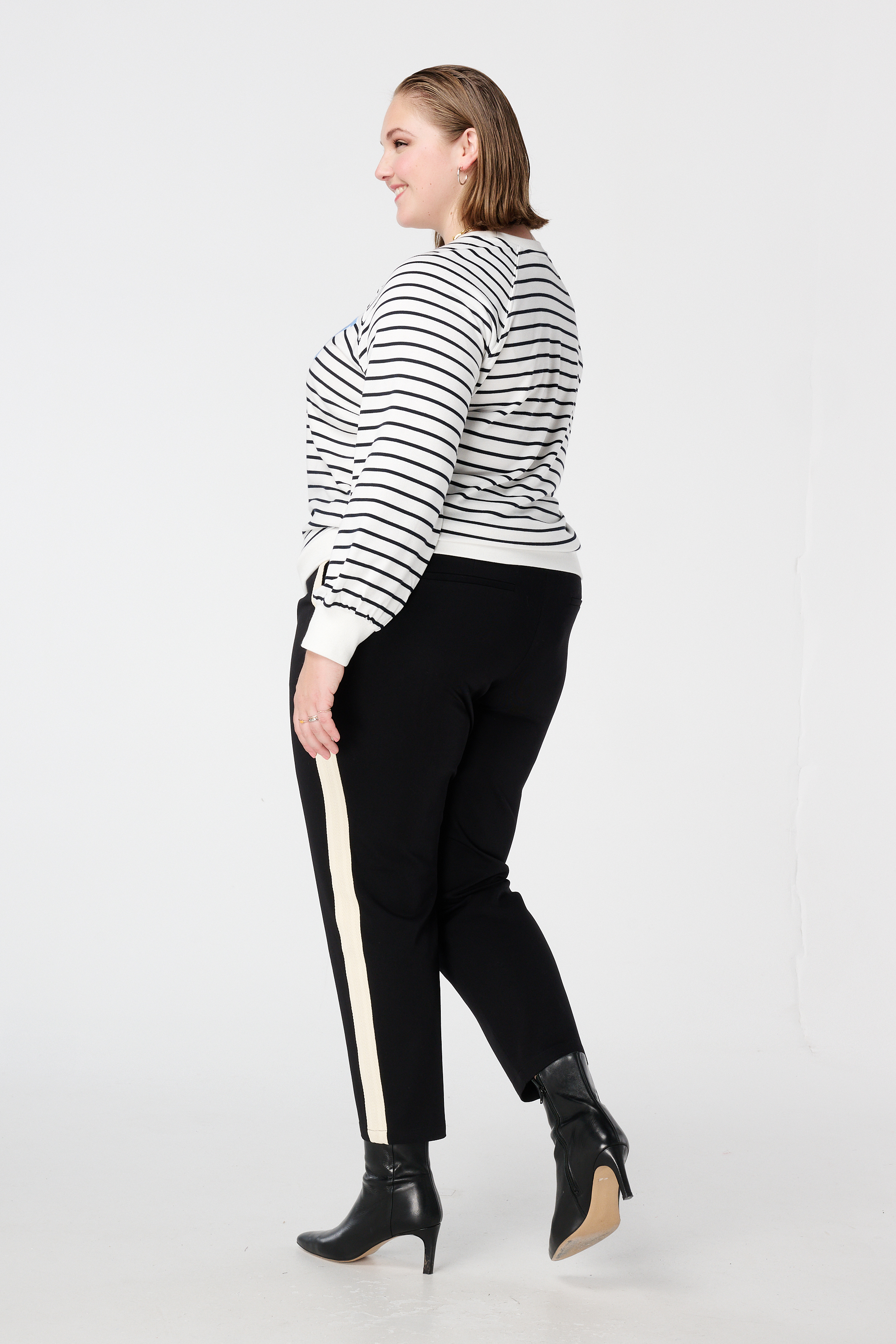 Tapered fit broek met contraststreep Zwart