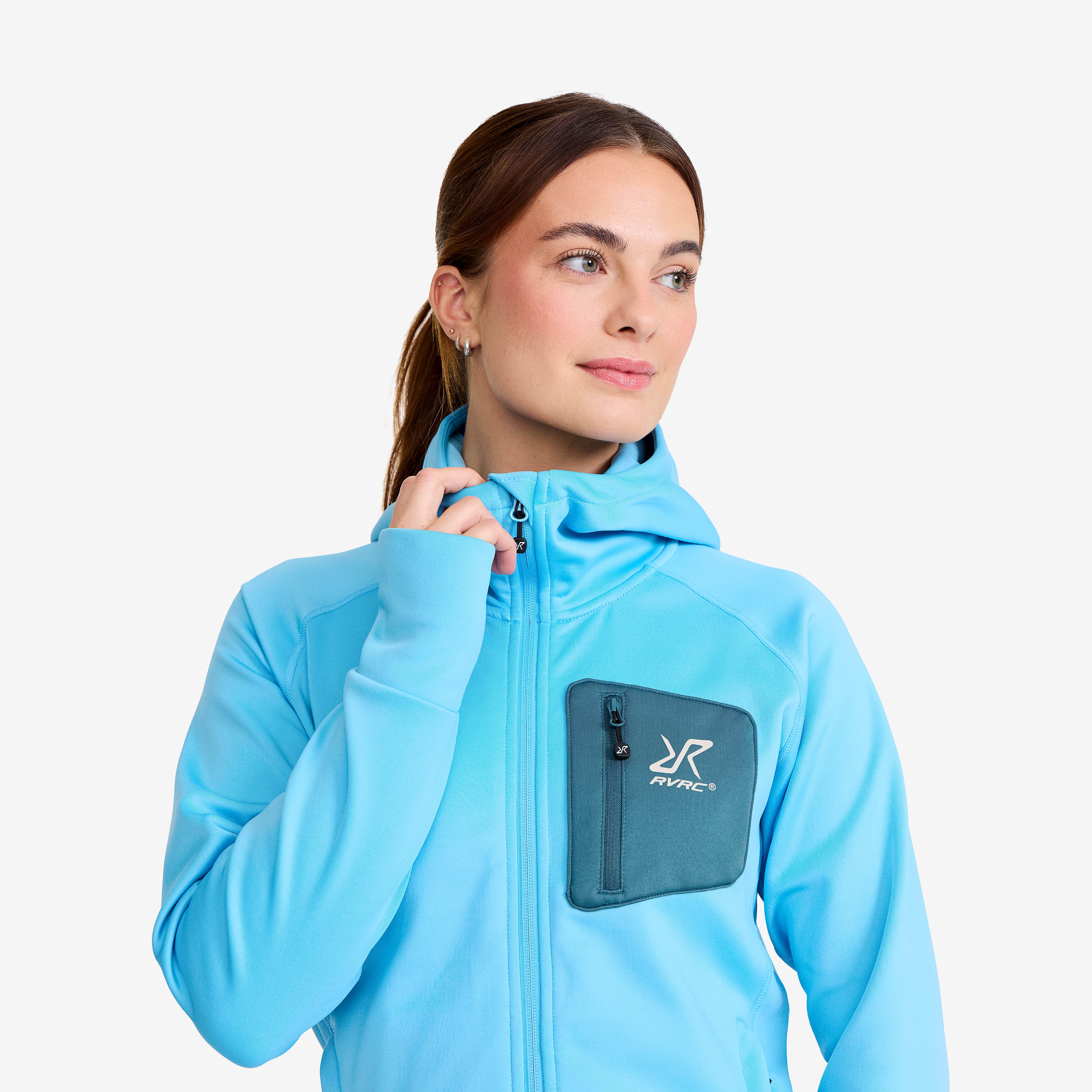 Evolution Stretch Fleece Hoodie Dame Alaskan Blue