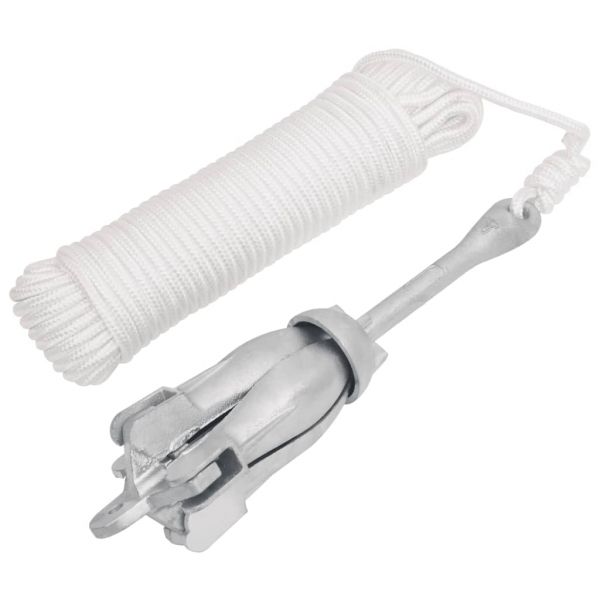 Âncora Dobrável com Corda 6 Kg Ferro Maleável Prateado - 94277