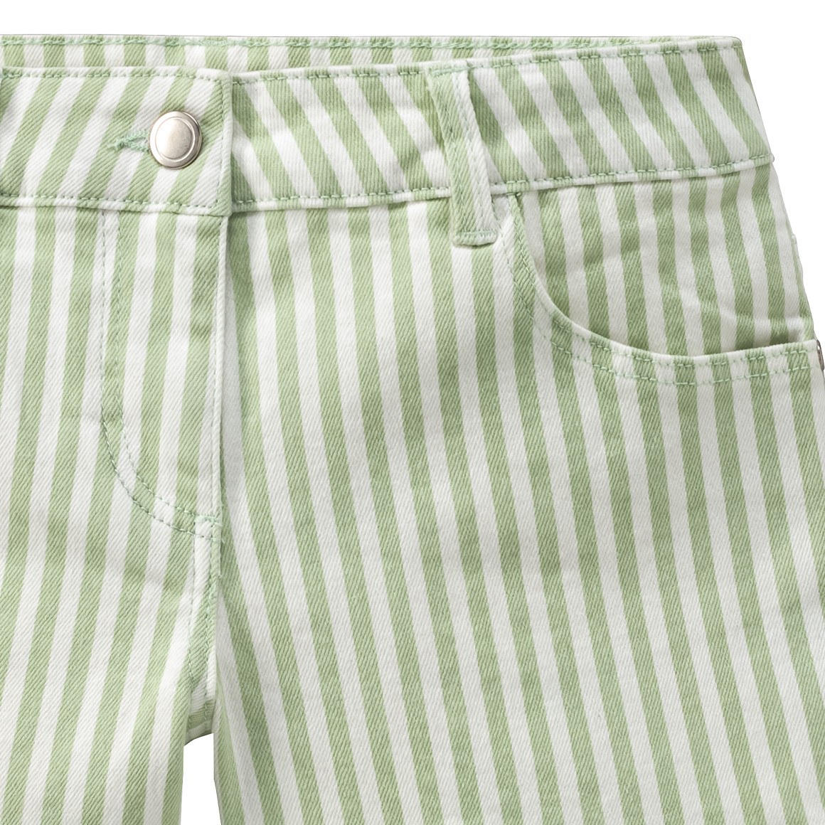 Yigga Mädchen Jeans-Shorts mit Streifen hellgrün / weiss