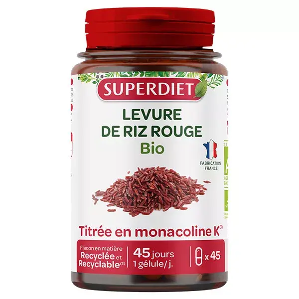 Superdiet Levure de Riz Rouge Bio 45 gélules