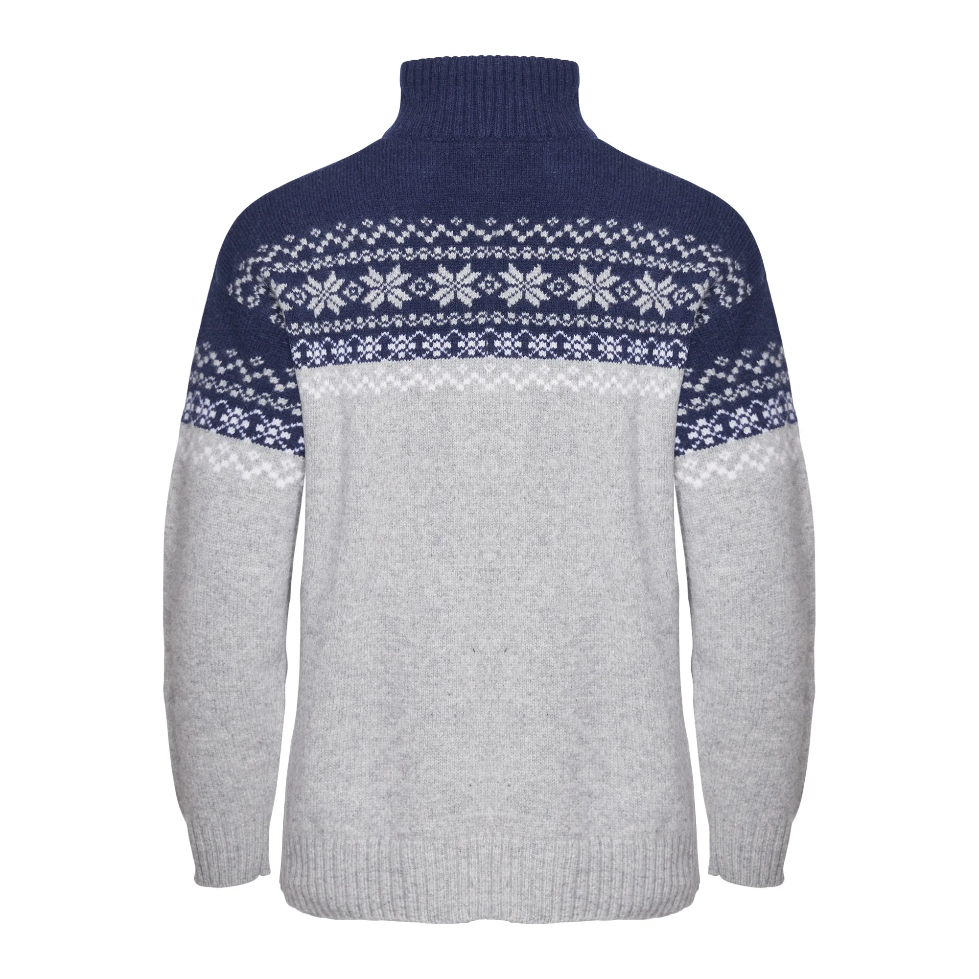 Gridarmor Women's Snøkrystall Half Zip Ullgenser Light Grey/Dark Navy/White