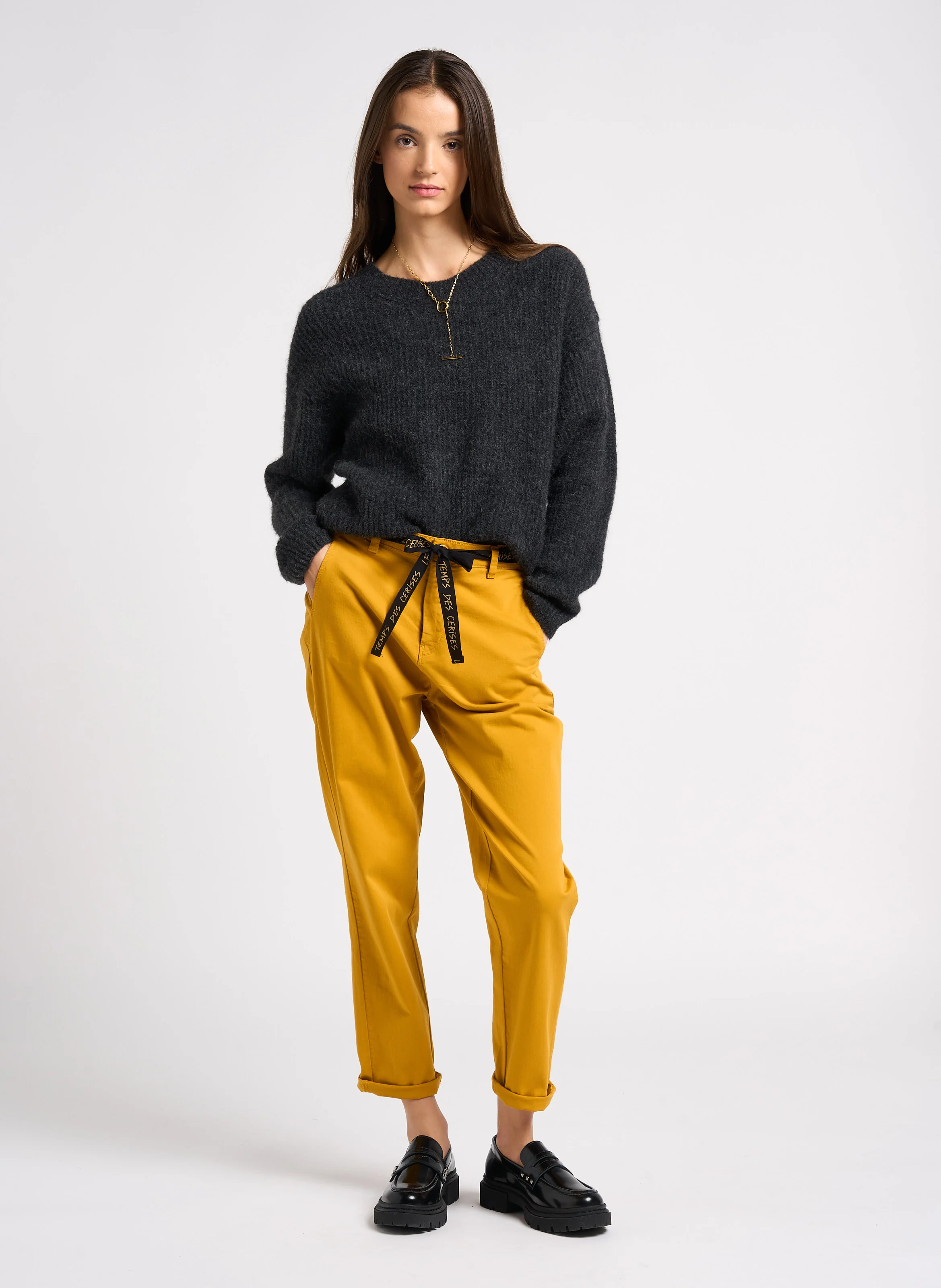ERLE - Pantalon chino en coton mélangé | Jaune