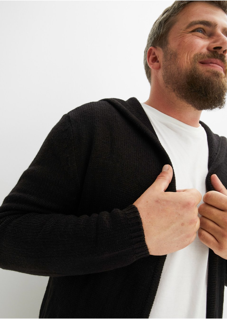 Gilet en maille à capuche