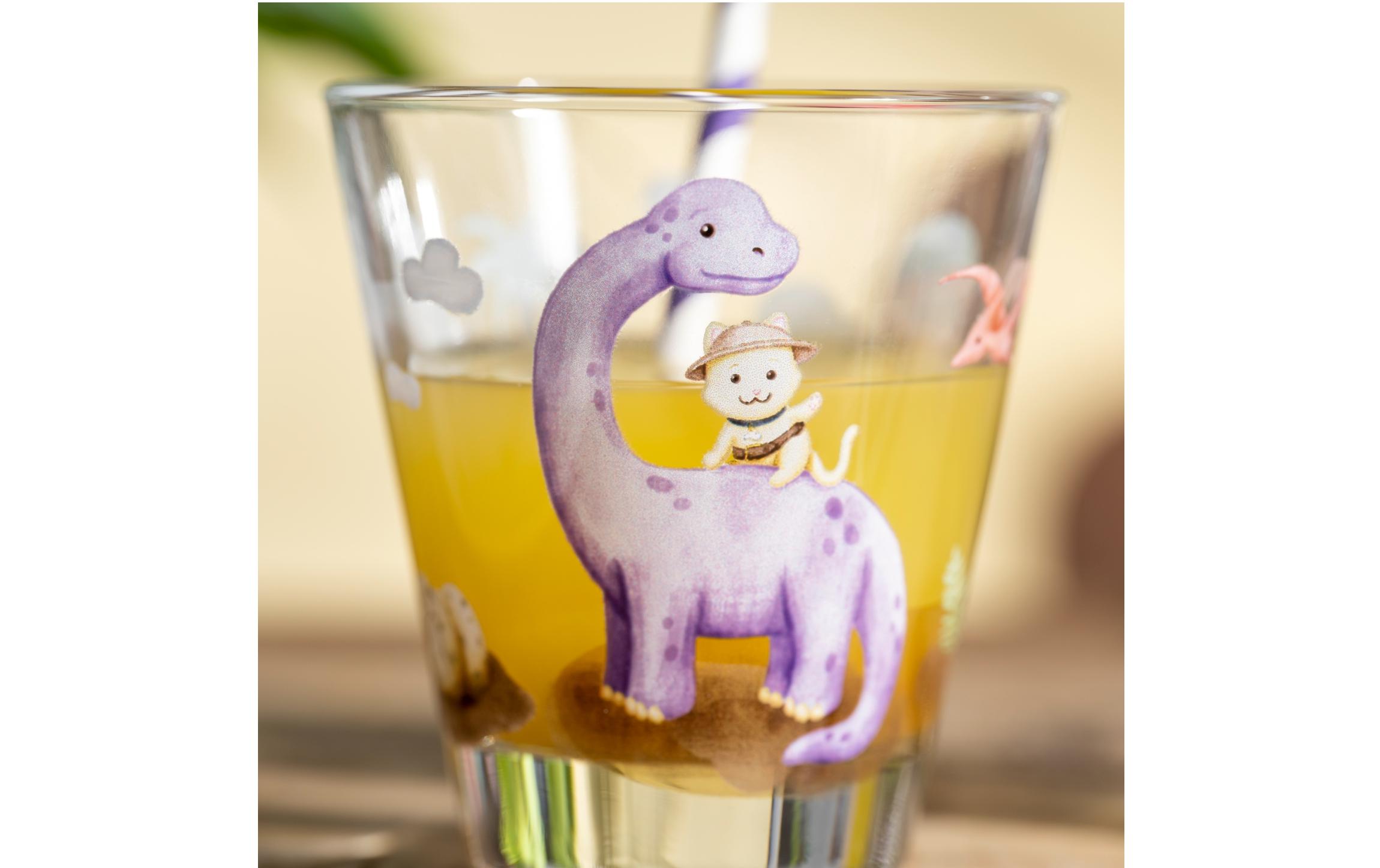Kindertrinkglas Avventura 215 ml, 6 Stück, DinosaurierTrinkglas für Kinder