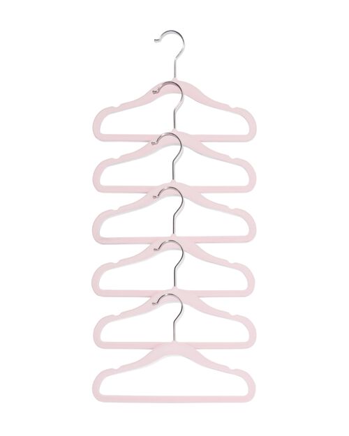 6 petits cintres en velours rose