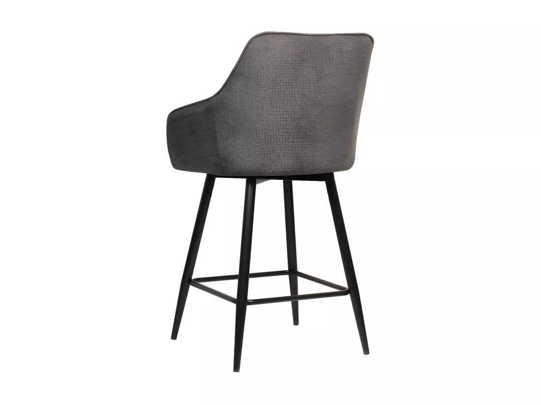 Tabouret de bar Rio gris foncé pieds métal noir