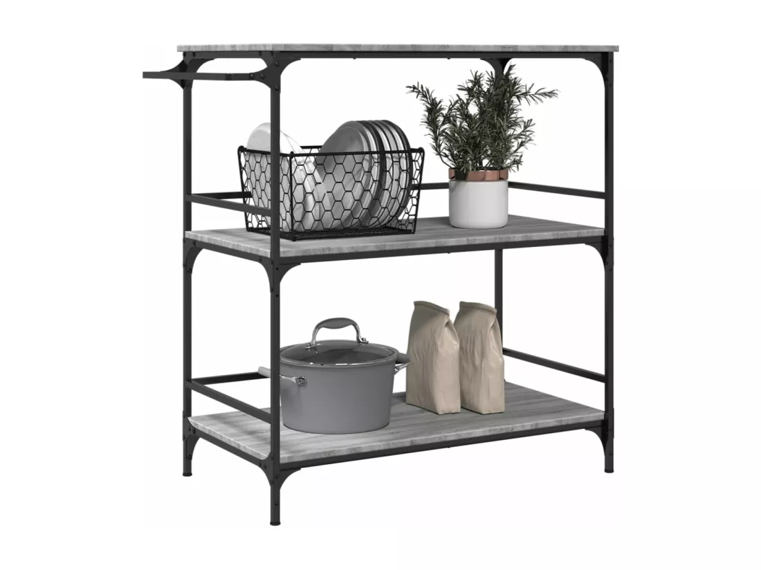 Chariot de cuisine sonoma gris 100,5x50x105cm bois d'ingénierie